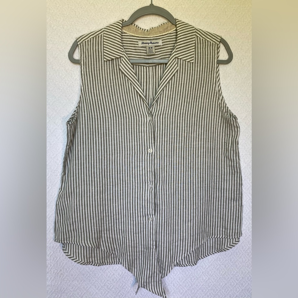 Tommy Bahama Sleeveless Linen Button Up Women's Shirt